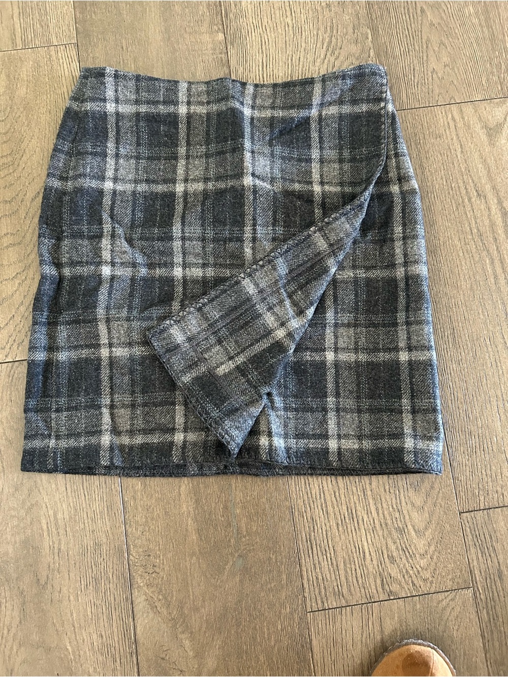 Eddie Bauer Gray Plaid Wrap-Front Mini Skirt